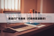 英语打广东麻将（打麻将英语翻译）