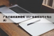 广东打麻将赢牌规则（打广东麻将技巧十句口诀）