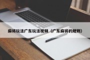 麻将玩法广东玩法视频（广东麻将的规则）
