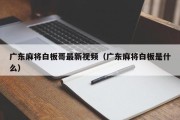 广东麻将白板哥最新视频（广东麻将白板是什么）