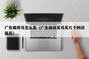 广东麻将马怎么卖（广东麻将买马买几个利润最高）