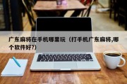 广东麻将在手机哪里玩（打手机广东麻将,哪个软件好?）