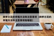 四季兰花的养殖方法和注意事项（四季兰花的养殖方法和注意事项有哪些）