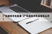 广东麻将手机直播（广东麻将手机直播怎么开）