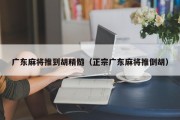广东麻将推到胡精髓（正宗广东麻将推倒胡）