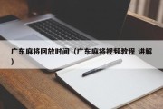 广东麻将回放时间（广东麻将视频教程 讲解）